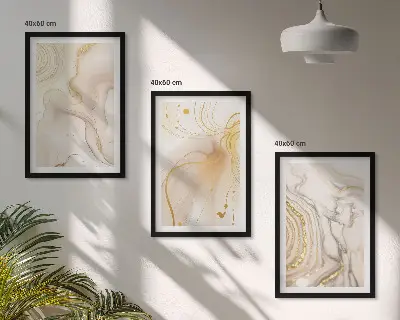 Set de 3 cuadros para salón con patrones abstractos sutiles