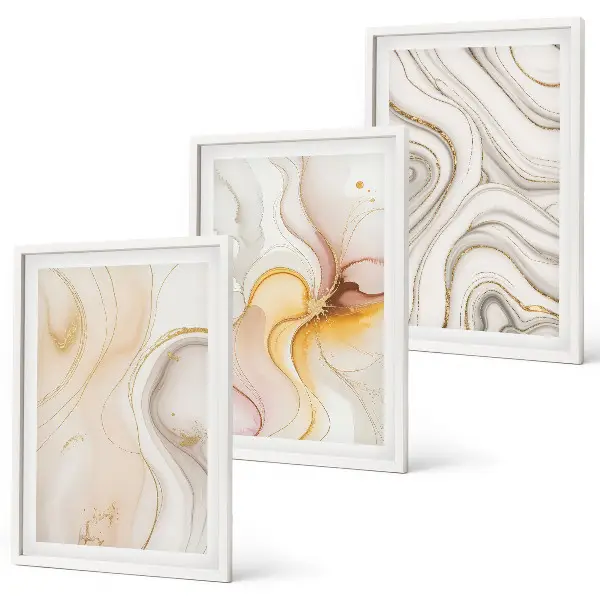 Juego de 3 cuadros con diseño de patrones abstractos en tonos cálidos