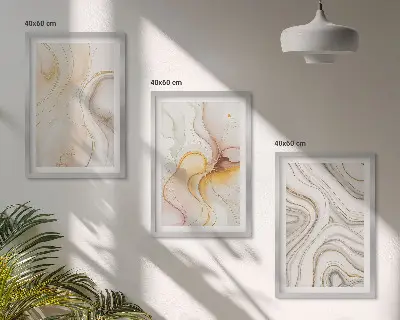Juego de 3 cuadros con diseño de patrones abstractos en tonos cálidos