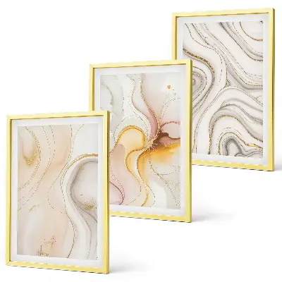 Juego de 3 cuadros con diseño de patrones abstractos en tonos cálidos