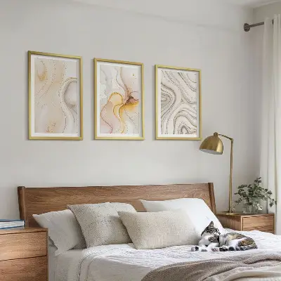 Juego de 3 cuadros con diseño de patrones abstractos en tonos cálidos