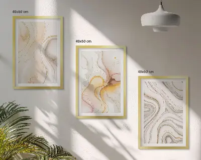 Juego de 3 cuadros con diseño de patrones abstractos en tonos cálidos