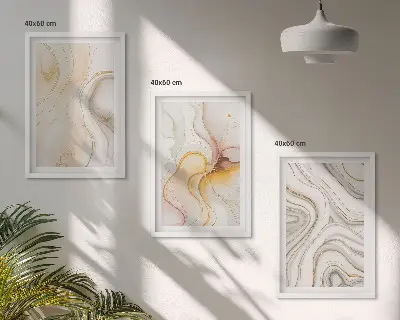 Juego de 3 cuadros con diseño de patrones abstractos en tonos cálidos