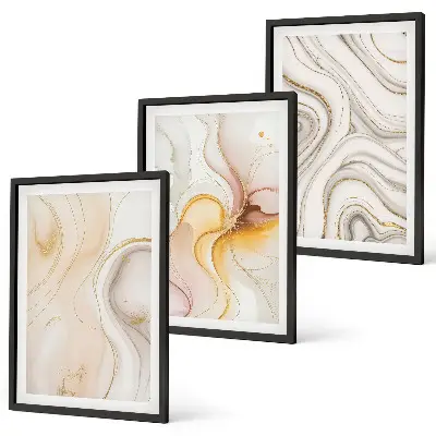Juego de 3 cuadros con diseño de patrones abstractos en tonos cálidos