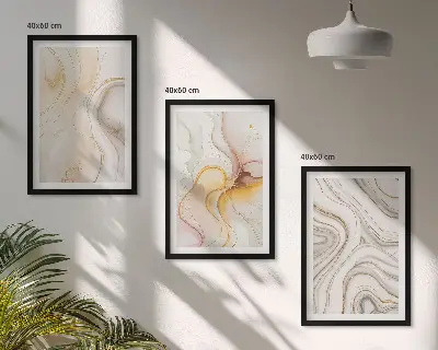 Juego de 3 cuadros con diseño de patrones abstractos en tonos cálidos