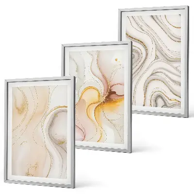 Juego de 3 cuadros con diseño de patrones abstractos en tonos cálidos