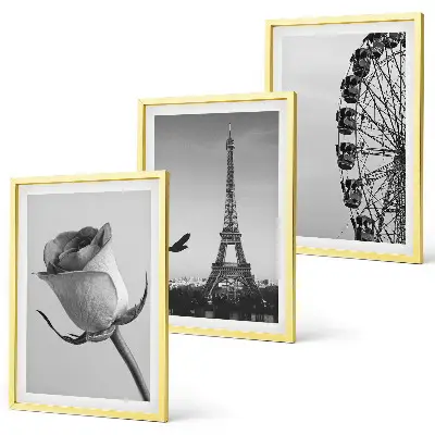 Set de 3 cuadros para salón con diseño de Torre Eiffel rosa y noria