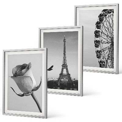 Set de 3 cuadros para salón Torre Eiffel rosa noria