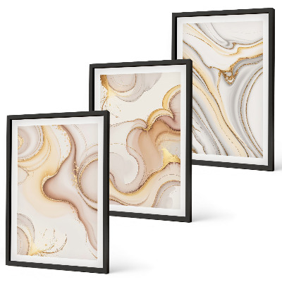 Juego de 3 cuadros motivos abstractos lineales