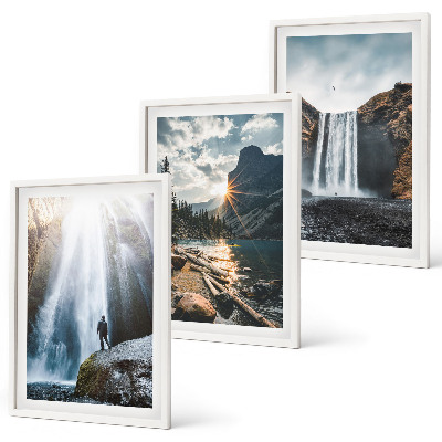 Juego de 3 cuadros Cascadas, montañas, paisajes, naturaleza