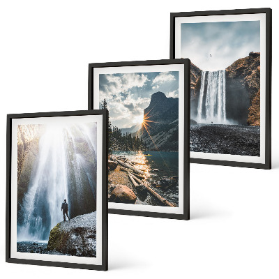 Juego de 3 cuadros Cascadas, montañas, paisajes, naturaleza
