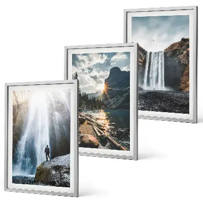 Juego de 3 cuadros con paisajes de cascadas montañas y naturaleza