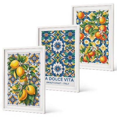 Juego de 3 cuadros Resúmenes coloridos de cítricos