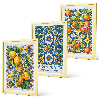 Juego de 3 cuadros Resúmenes coloridos de cítricos