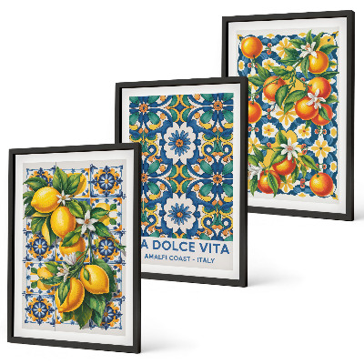 Juego de 3 cuadros Resúmenes coloridos de cítricos