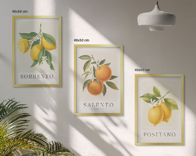 Set de 3 cuadros para salón Limones y naranjas de Amalfi