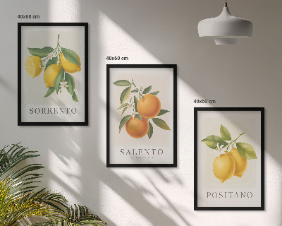 Set de 3 cuadros para salón Limones y naranjas de Amalfi
