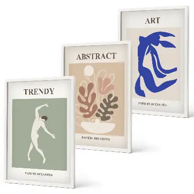 Set de 3 cuadros para salón con diseño de figuras vegetales de Matisse