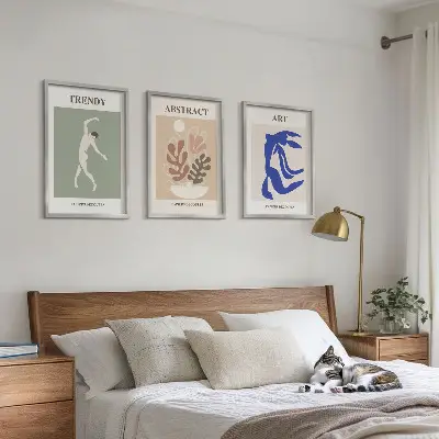 Set de 3 cuadros para salón con diseño de figuras vegetales de Matisse