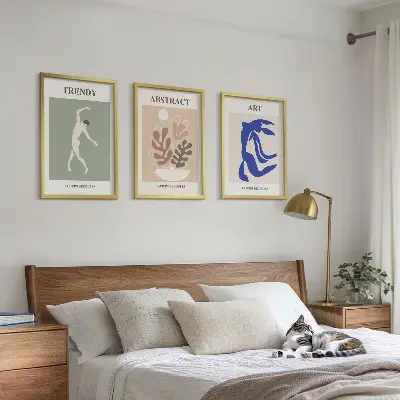 Set de 3 cuadros para salón con diseño de figuras vegetales de Matisse