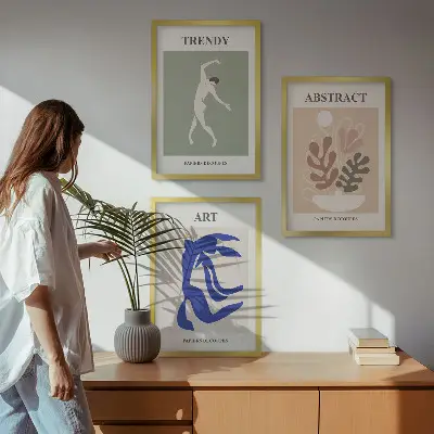 Set de 3 cuadros para salón con diseño de figuras vegetales de Matisse