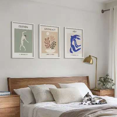 Set de 3 cuadros para salón con diseño de figuras vegetales de Matisse