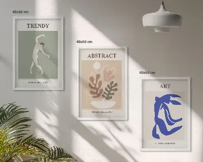 Set de 3 cuadros para salón con diseño de figuras vegetales de Matisse