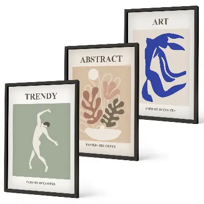 Set de 3 cuadros para salón con diseño de figuras vegetales de Matisse