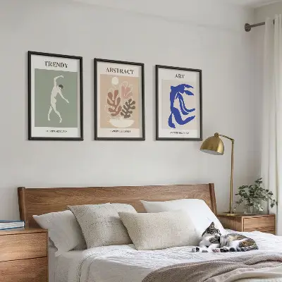 Set de 3 cuadros para salón con diseño de figuras vegetales de Matisse