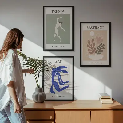 Set de 3 cuadros para salón con diseño de figuras vegetales de Matisse