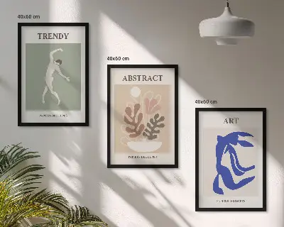 Set de 3 cuadros para salón con diseño de figuras vegetales de Matisse