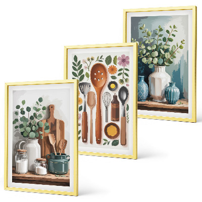 Set de 3 cuadros para salón Accesorios de cocina de origen vegetal