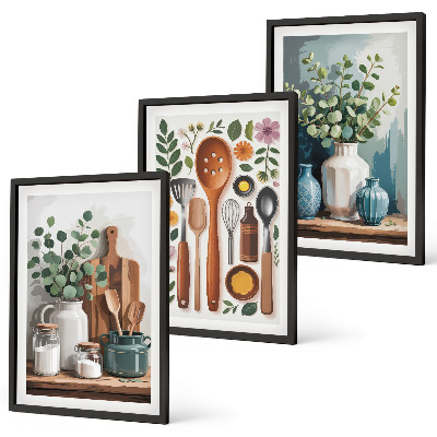 Set de 3 cuadros para salón Accesorios de cocina de origen vegetal