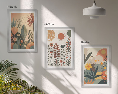 Juego de 3 cuadros Estampados de plantas bohemias en la naturaleza