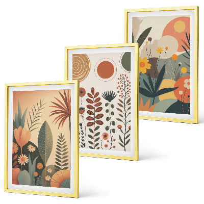 Juego de 3 cuadros Estampados de plantas bohemias en la naturaleza
