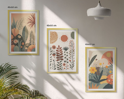 Juego de 3 cuadros Estampados de plantas bohemias en la naturaleza