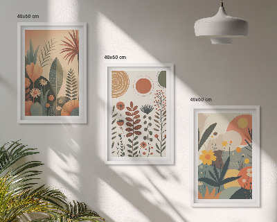 Juego de 3 cuadros Estampados de plantas bohemias en la naturaleza