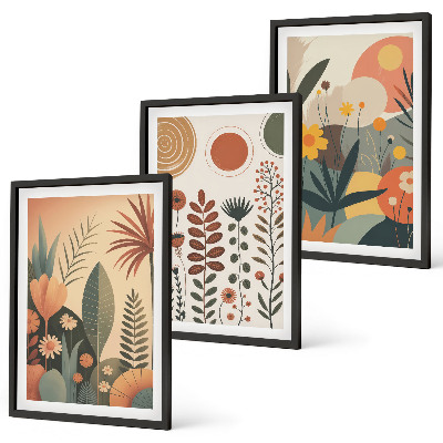 Juego de 3 cuadros Estampados de plantas bohemias en la naturaleza