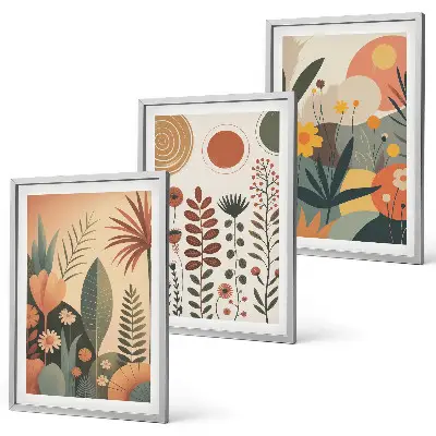 Juego de 3 cuadros con estampados de plantas bohemias