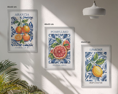 Set de 3 cuadros para salón Carteles de moda de cítricos italianos
