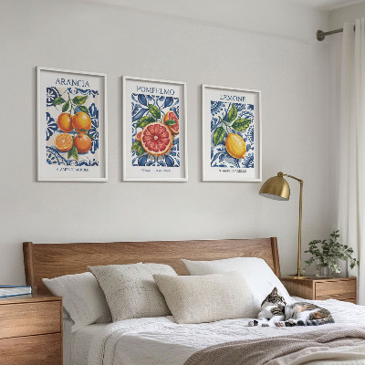 Set de 3 cuadros para salón Carteles de moda de cítricos italianos