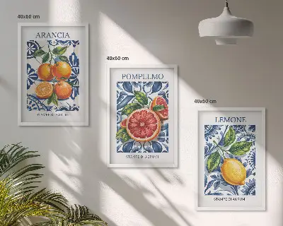 Set de 3 cuadros decorativos para salón con diseño de carteles de moda con cítricos italianos