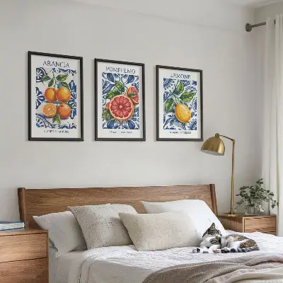 Set de 3 cuadros decorativos para salón con diseño de carteles de moda con cítricos italianos