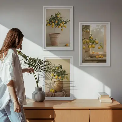 Limoneros en macetas juego de 3 cuadros