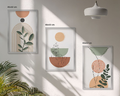 Juego de 3 cuadros Formas abstractas de plantas