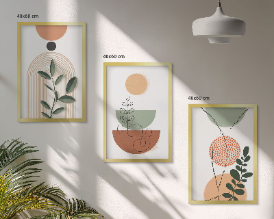 Juego de 3 cuadros Formas abstractas de plantas