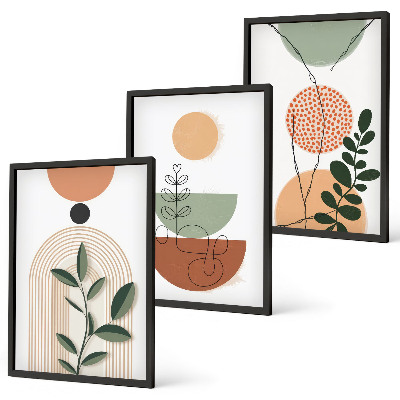 Juego de 3 cuadros Formas abstractas de plantas