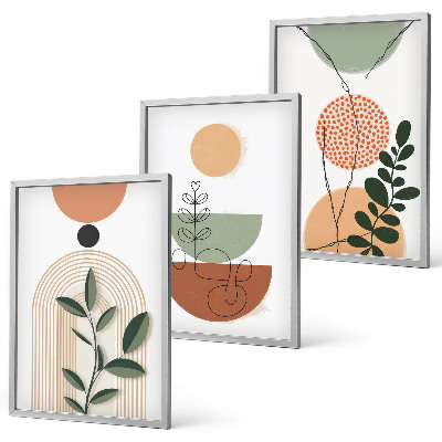 Juego de 3 cuadros Formas abstractas de plantas
