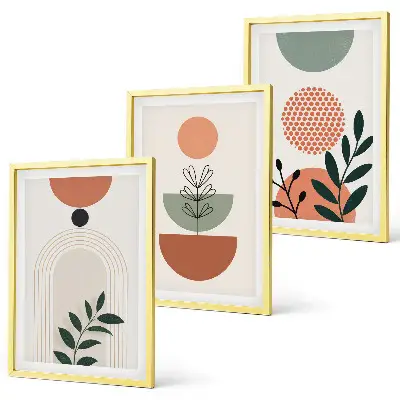 Set de 3 cuadros para salón con motivos vegetales modernos