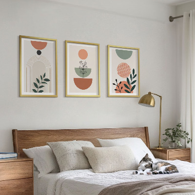 Set de 3 cuadros para salón motivos vegetales modernos